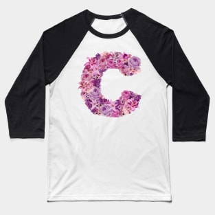 Pink Floral Letter C Baseball T-Shirt